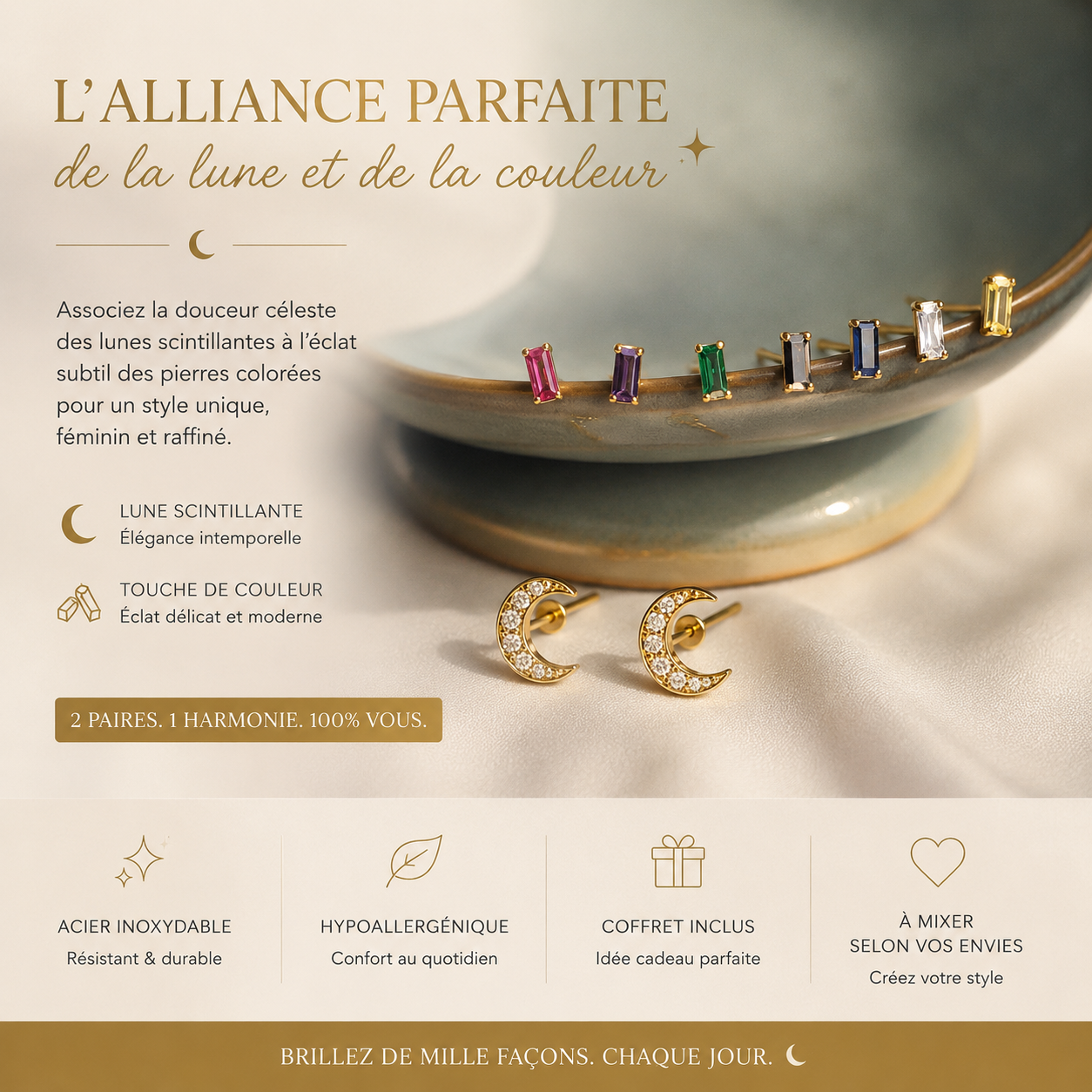 Petites Boucles d’oreilles Colorées – Couleur au choix ou Mixe tes préférés