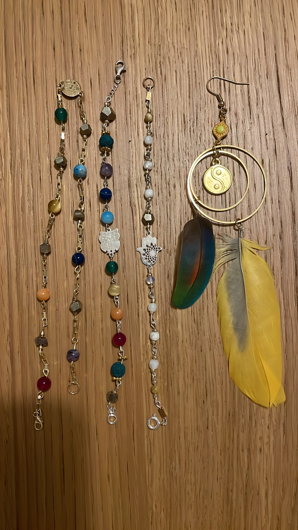 ✨ Bracelet Artisanal “Hibou d’Athéna” – Plaqué Argent Pierres des Chakras (Pièce Unique)