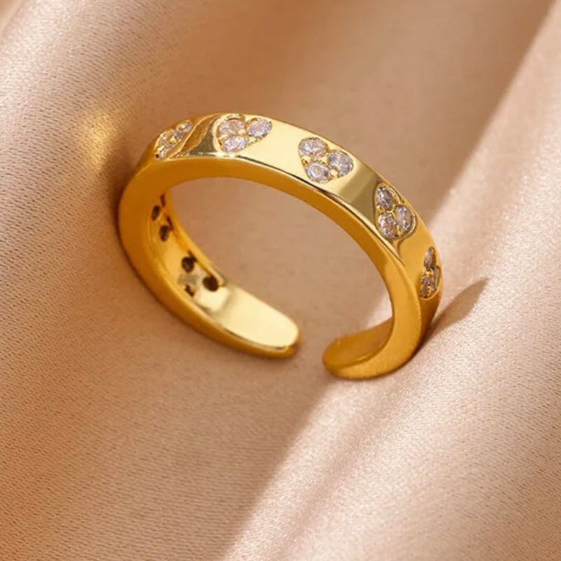 Bague cœur simple en cristal de verre