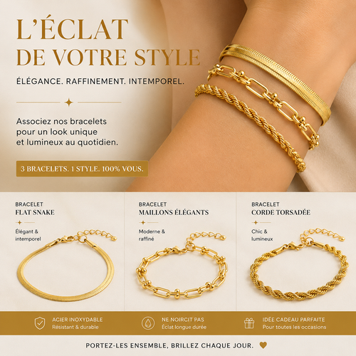 Bracelet Plaqué Or – Modèle au Choix ou Mixe tes préférés