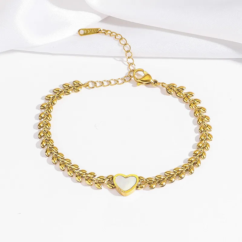 Bracelet Feuilles Grecques & Motif Cœur