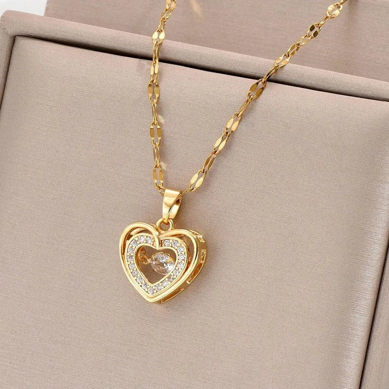 Collier Chaîne en Or & Cœur Brillant