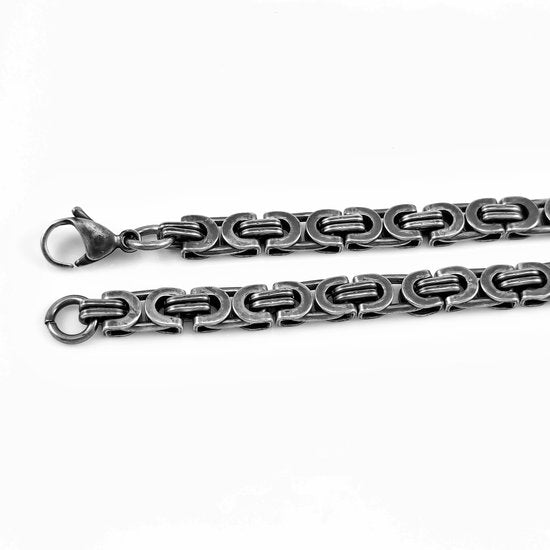 Collier Roi Plat Homme - Acier Inoxydable Vieilli Argent ancien - unique