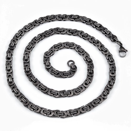 Collier Roi Plat Homme - Acier Inoxydable Vieilli Argent ancien - unique