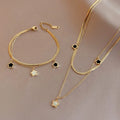 Collier & Bracelet Étoiles – Blanc & Noir, Double