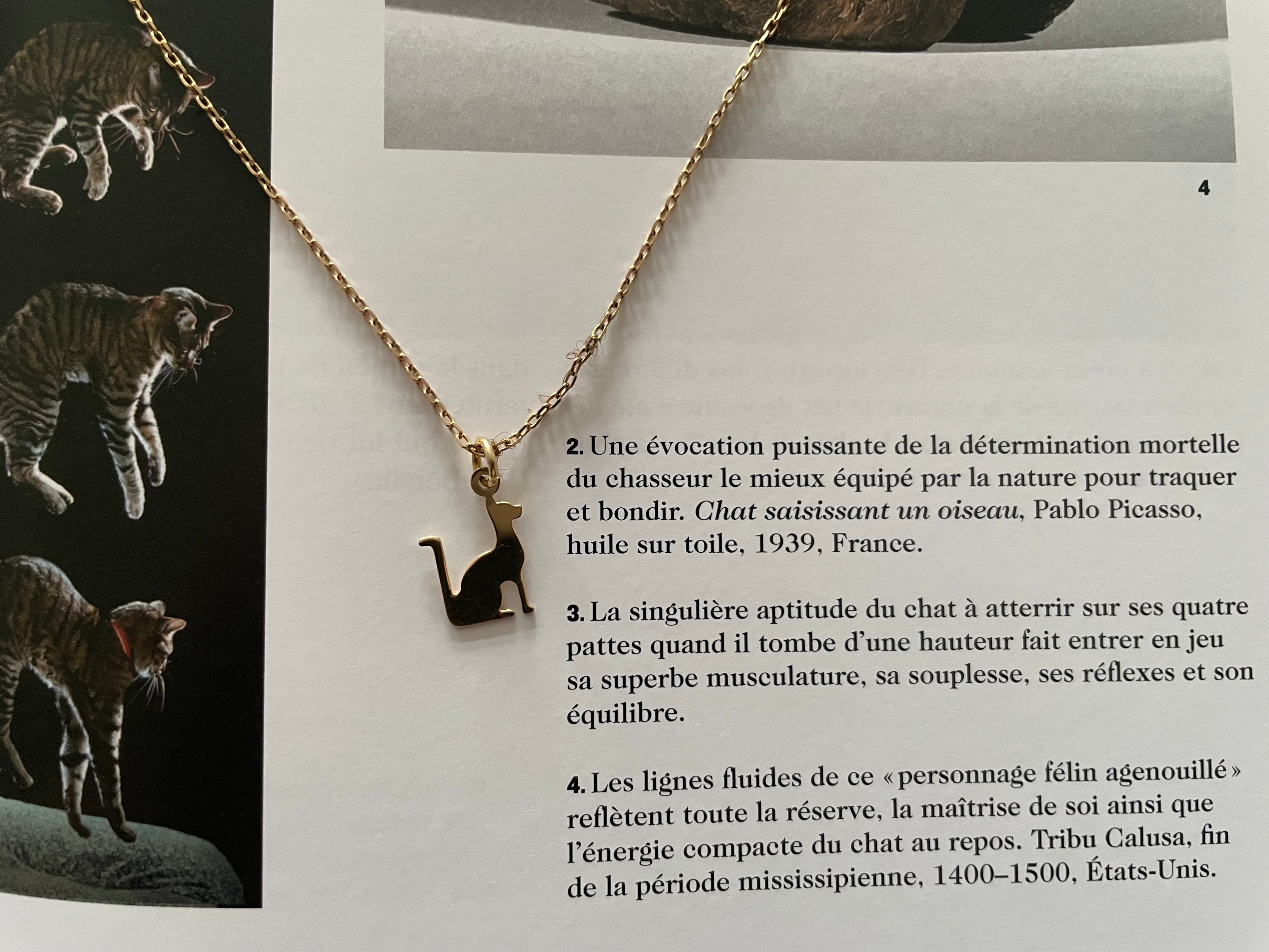 ✨ Collier Chat Égyptien – Artisanal en Or