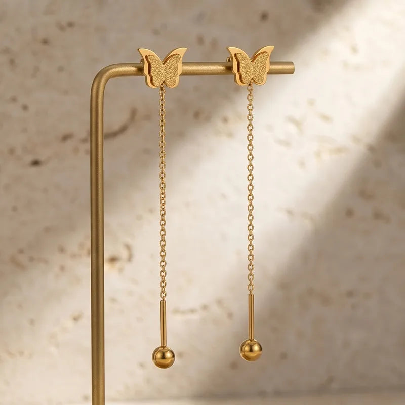 Boucles d'oreilles papillon femme en acier inoxydable