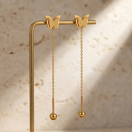 Boucles d'oreilles papillon femme en acier inoxydable