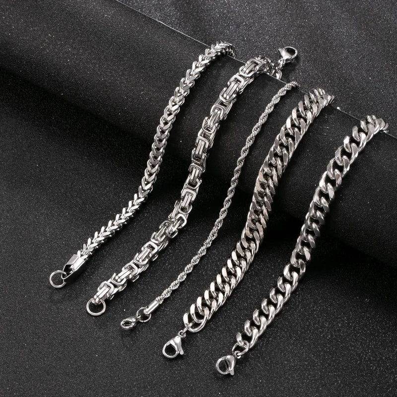Ensemble de bracelets chaîne cubaine roi en acier inoxydable