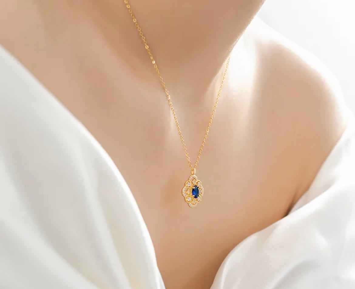 Collier Fleur de vie Bleue – Argent 925 Doré 💙✨
