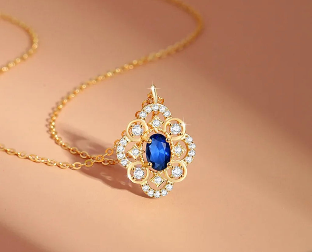 Collier Fleur de vie Bleue – Argent 925 Doré 💙✨