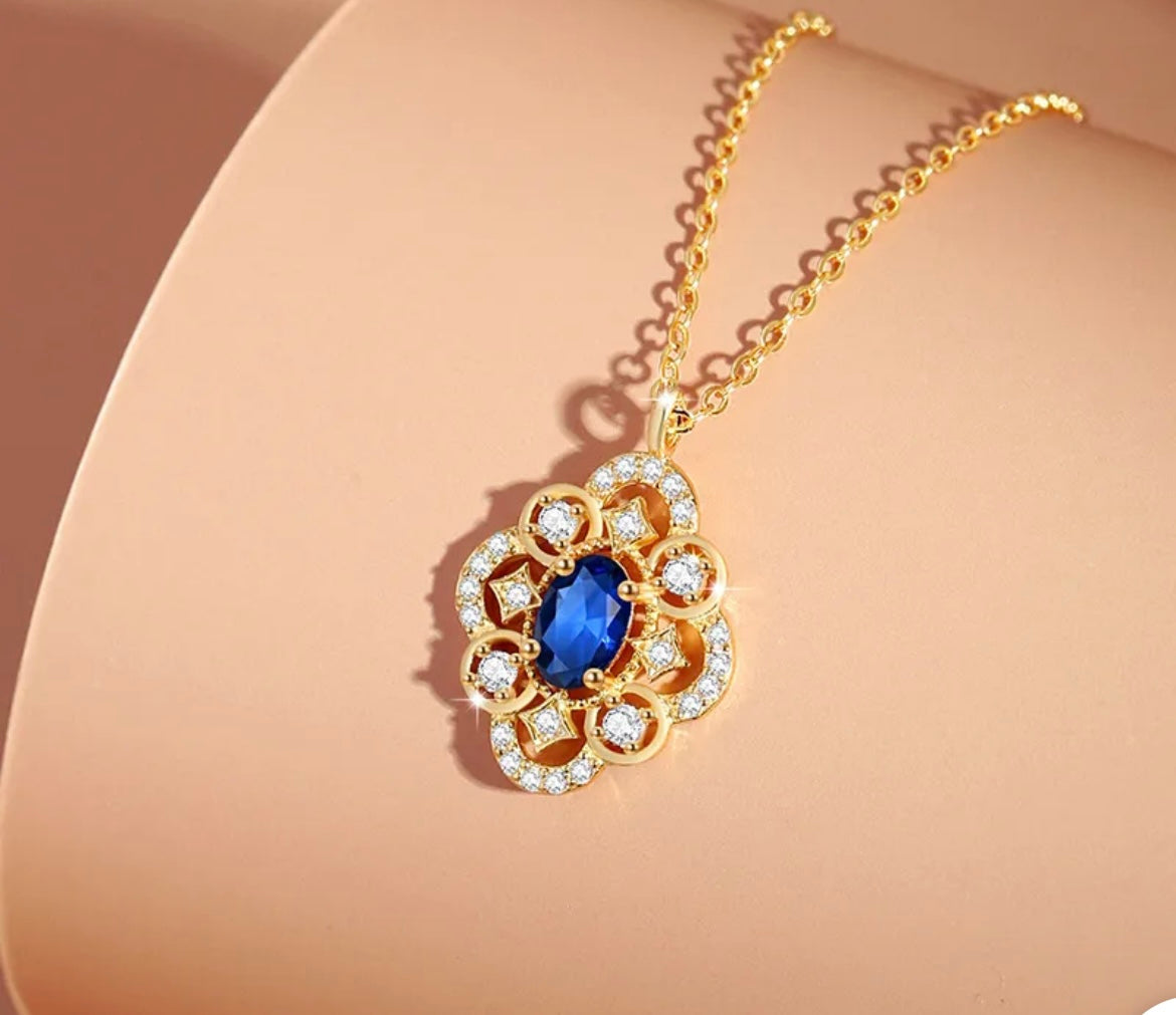 Collier Fleur de vie Bleue – Argent 925 Doré 💙✨